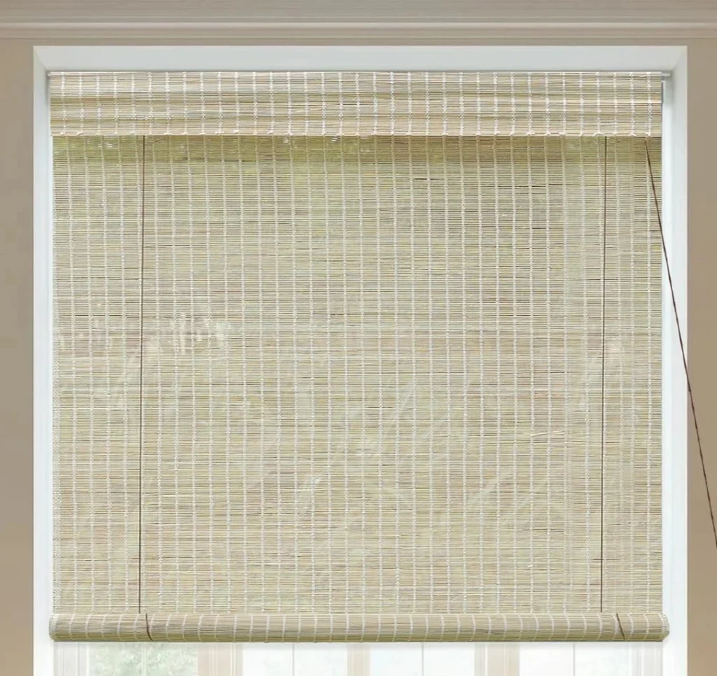 imported 'White-grey-lines-bamboo-blinds - Chick Wala