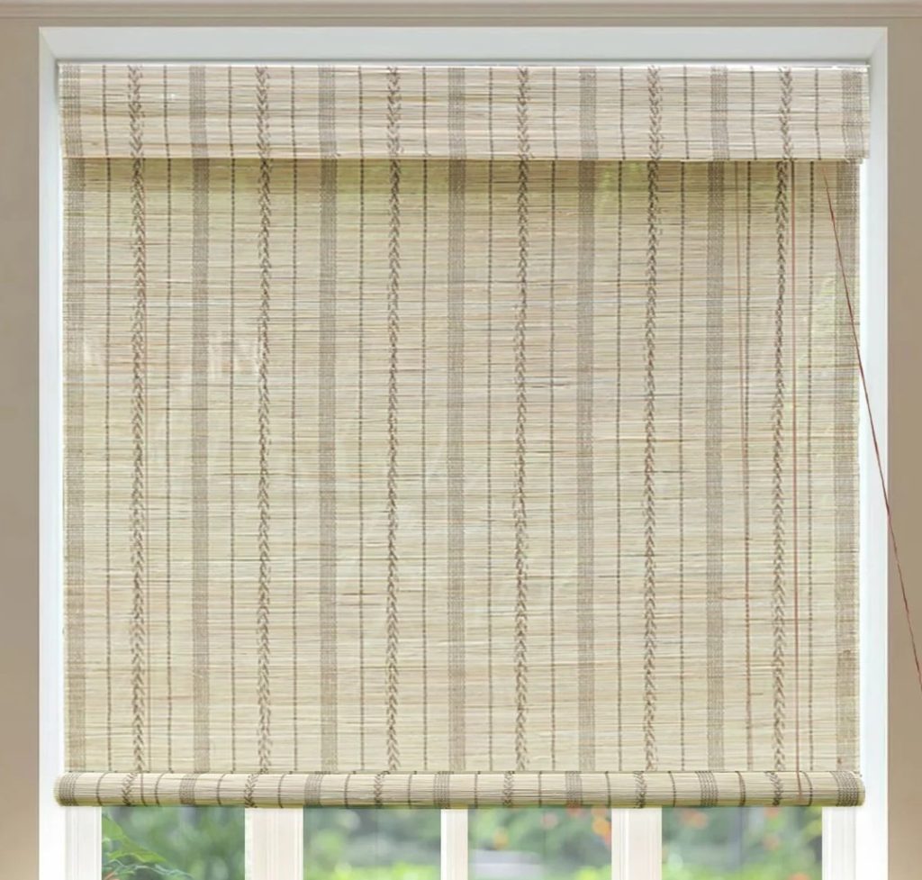 white-with-grey-shade-bamboo-blinds - Chick Wala